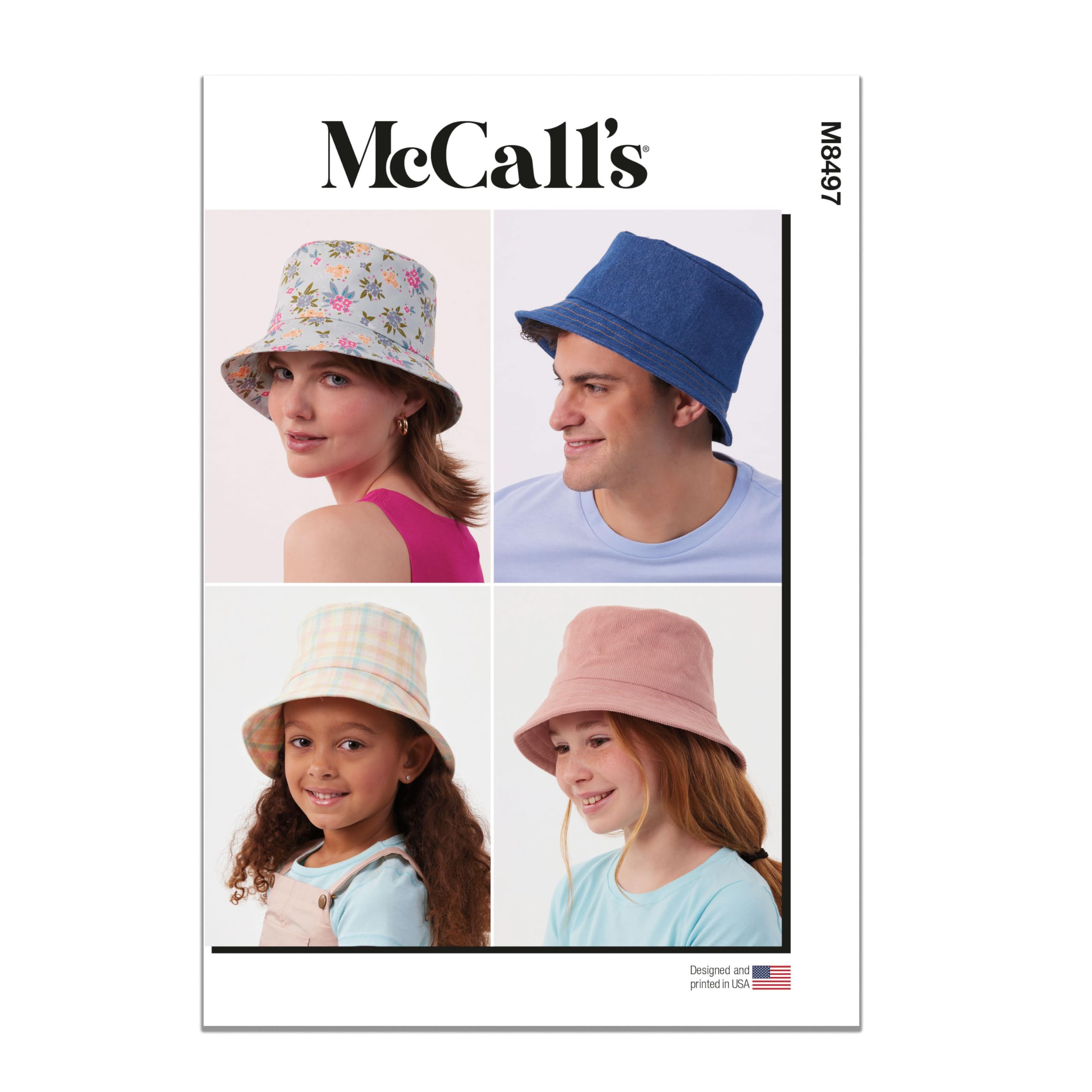 MCCALLS Sewing Pattern M8497A Children's, Teens' and Adults' Bucket Hat A, Multicoloured, 19"-24" (49cm-61cm)