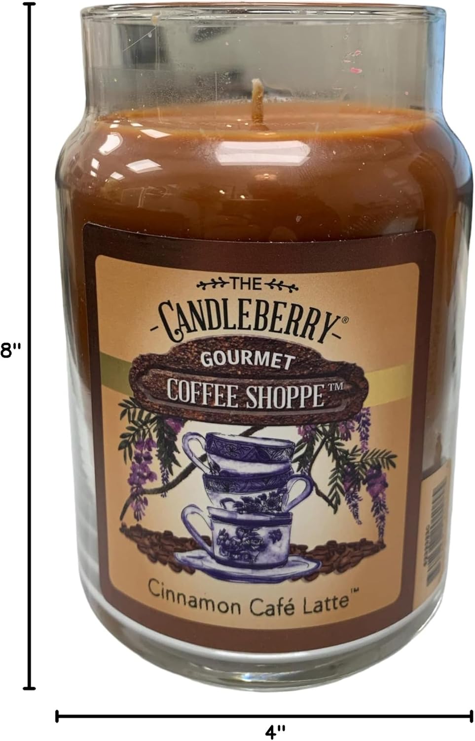 Candleberry Candles | Gourmet Coffee Shoppe Collection | Strong Fragrances for Home | Hand Poured in The USA | Highly Scented & Long Lasting | Large Jar | (Cinnamon Cafe Latte)