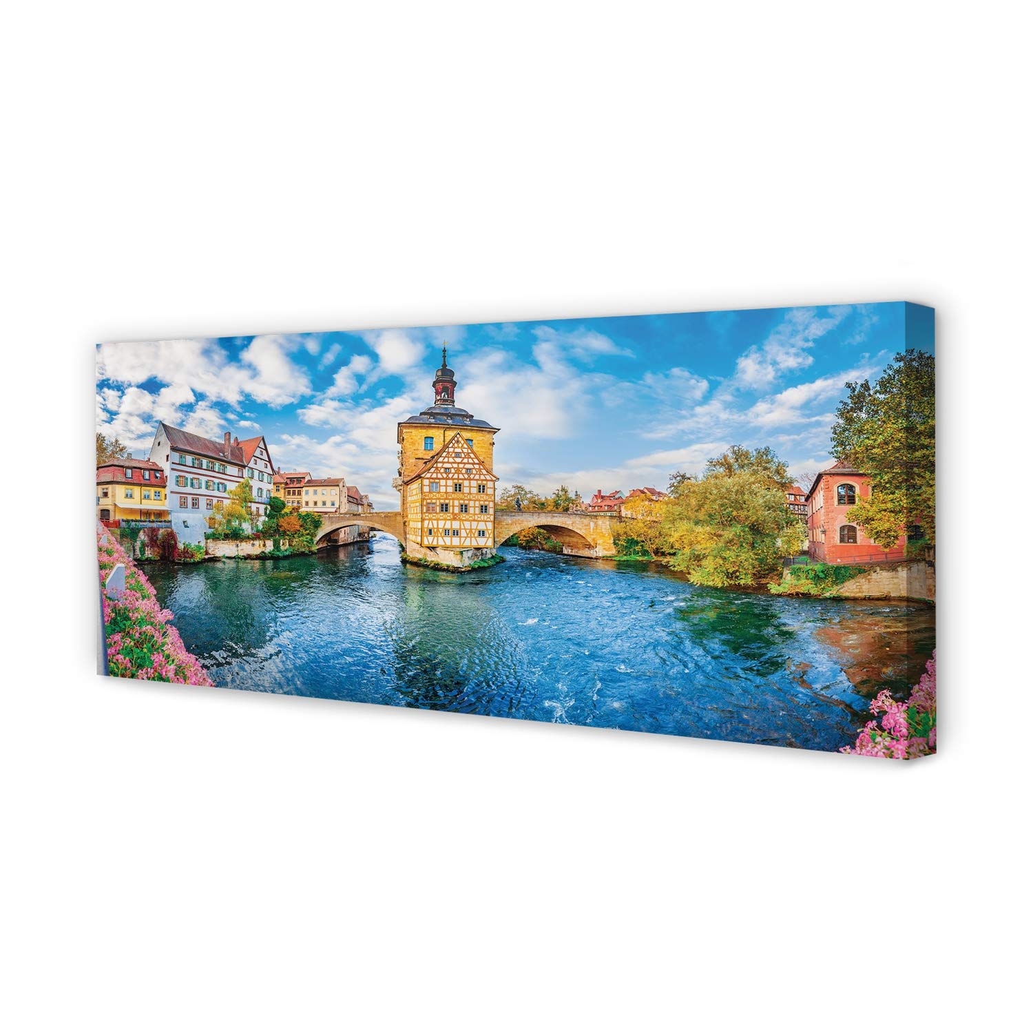 Impression murale de qualité supérieure Tulup peinture sur toile rivière et ponts anciens