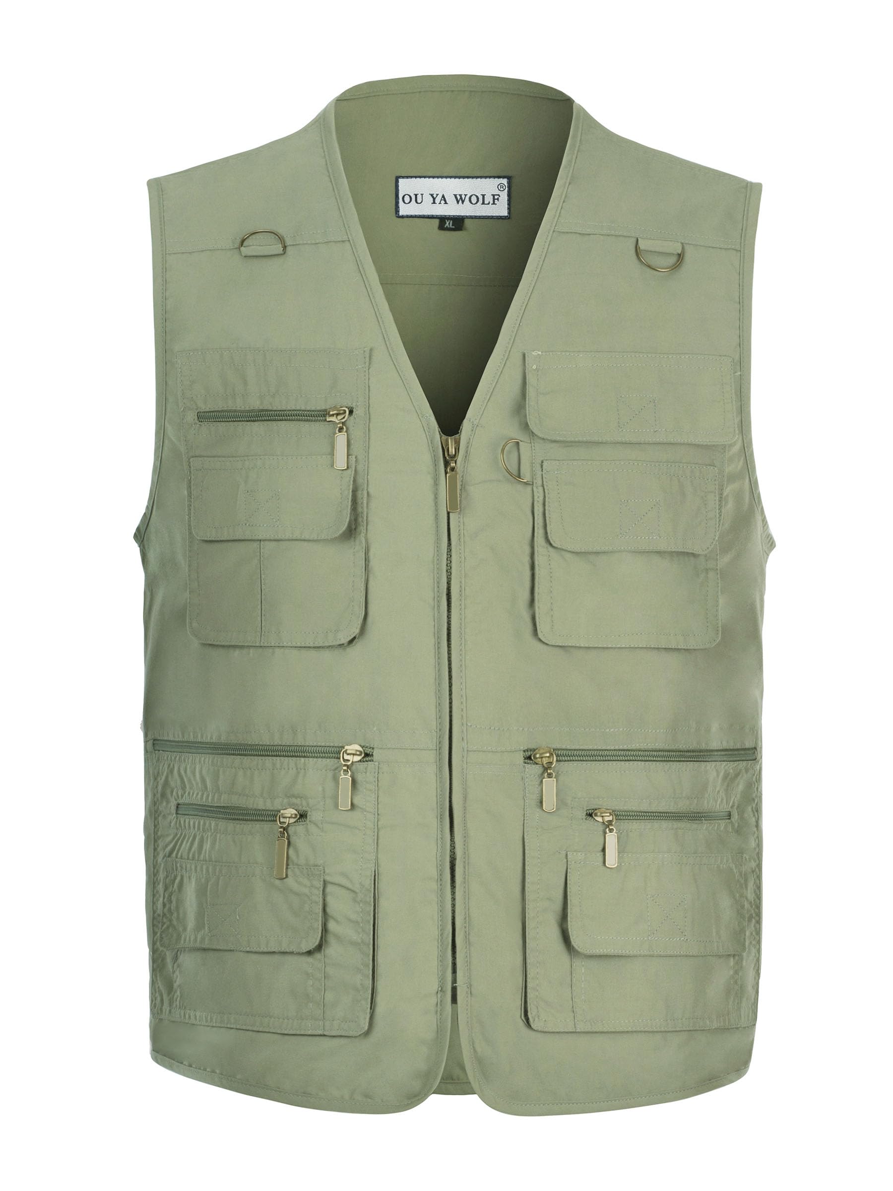 Men's Poplin Outdoors Travel Sports Multi-Pockets Work Fishing Vest
