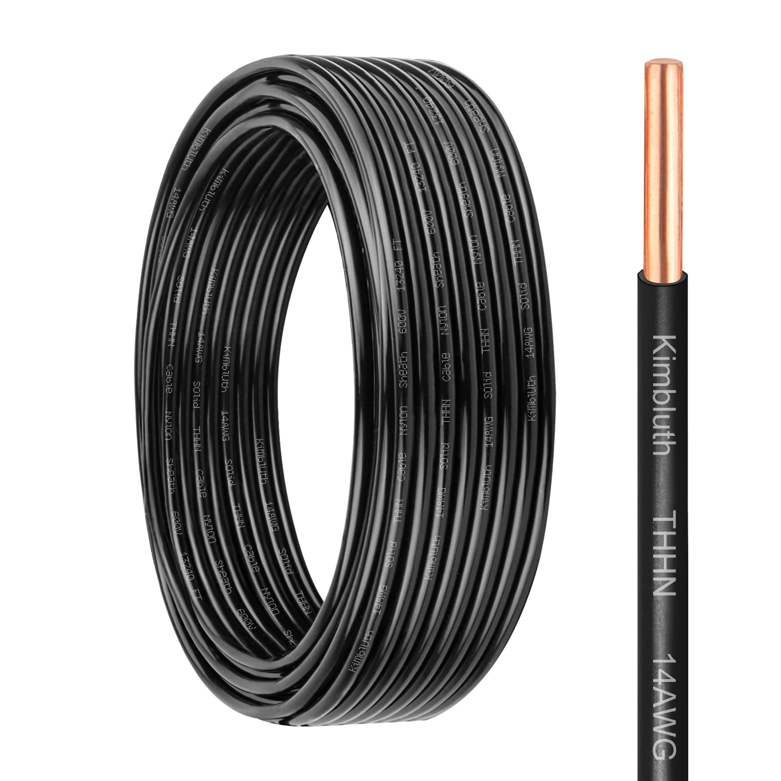 THHN Wire 14 Gauge 25 FT OFC Electrical Wire, 14 AWG Solid Copper Wire Rated up to 600V Building Wire Nylon Jacket for Residential, CNC, Ground,
