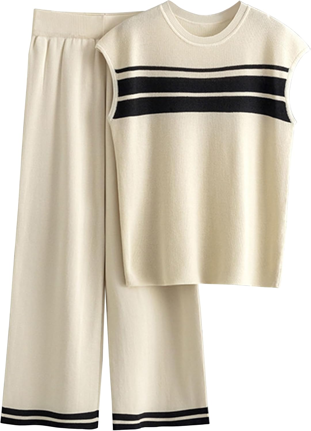 Women’s 2 Piece Outfits Lounge Sets Sleeveless Knit Sweater Sets Loungewear Tracksuits