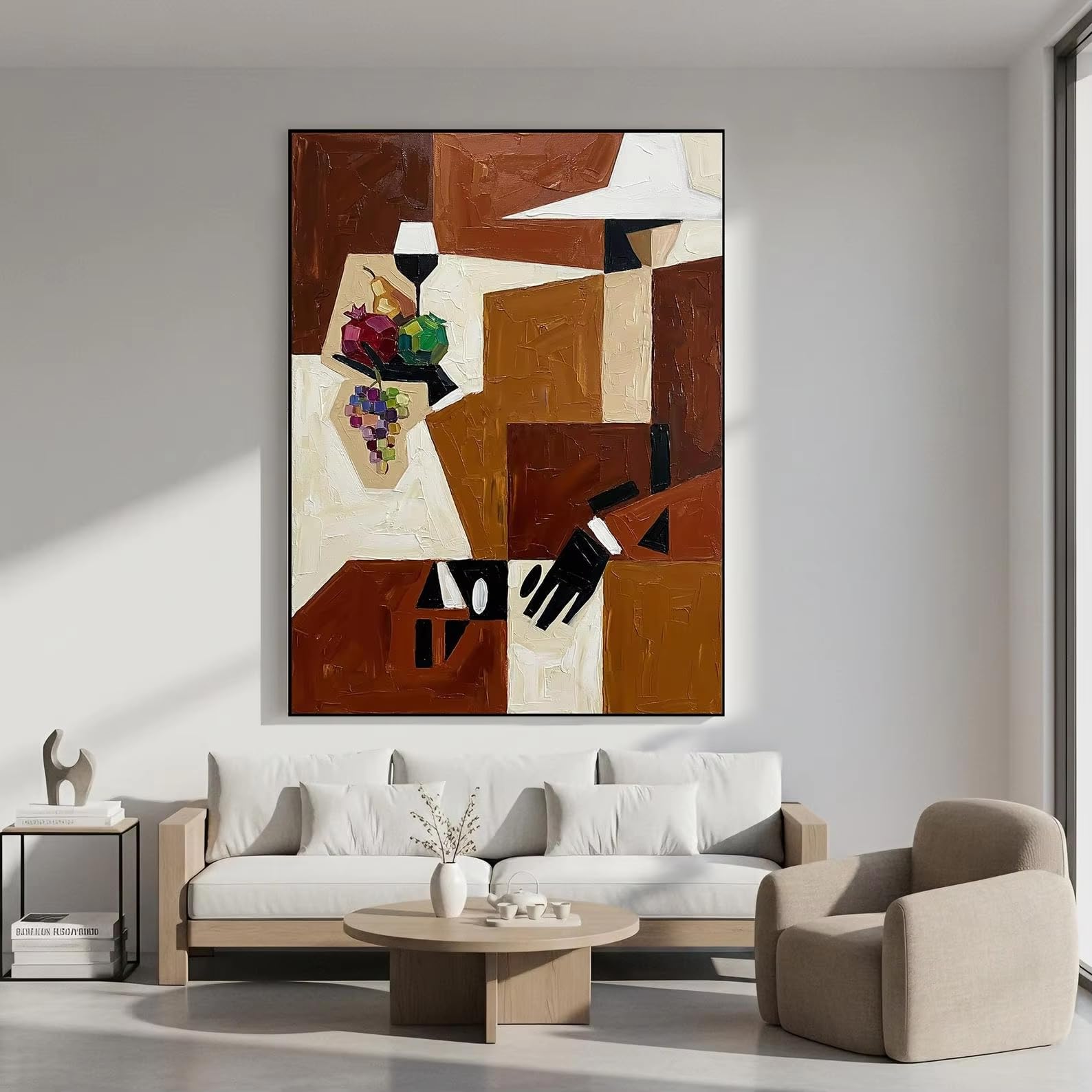 DFZEWKI Painting Abstract Geometric Textured Canvas Mid Century Modern Wall Art for Living Decor(70x100cm(28x39in)/No frame)