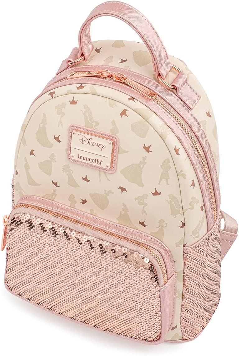 Loungefly Disney Ultimate Princesses All Over Print Sequin Womens Double Strap Shoulder Bag Purse - Image 4