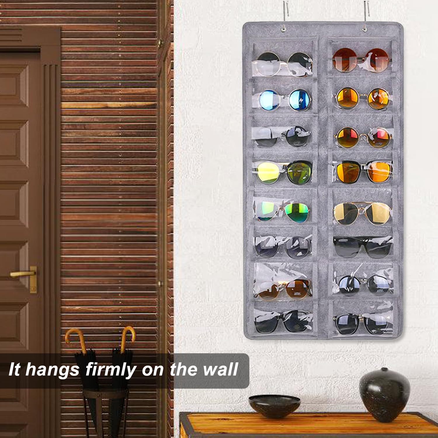 EEEKit Organizzatore Sospeso Per Occhiali Da Sole E Gioielli – 32 Tasche, Double Face, Antipolvere In PVC, Con Gancio, Per Armadio E Parete