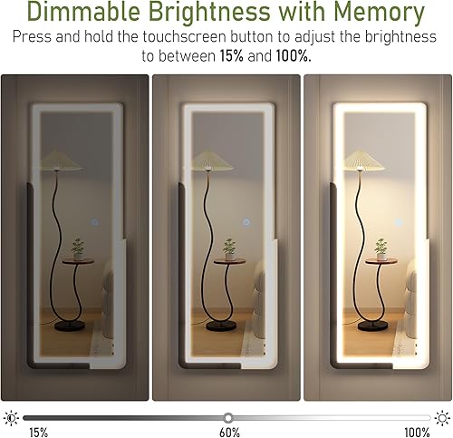 Miniatura 4 de Vlsrka Espejo de puerta LED de longitud completa con luces, espejo de pared de 47 x 15 pulgadas, espejo de pared de longitud completa para