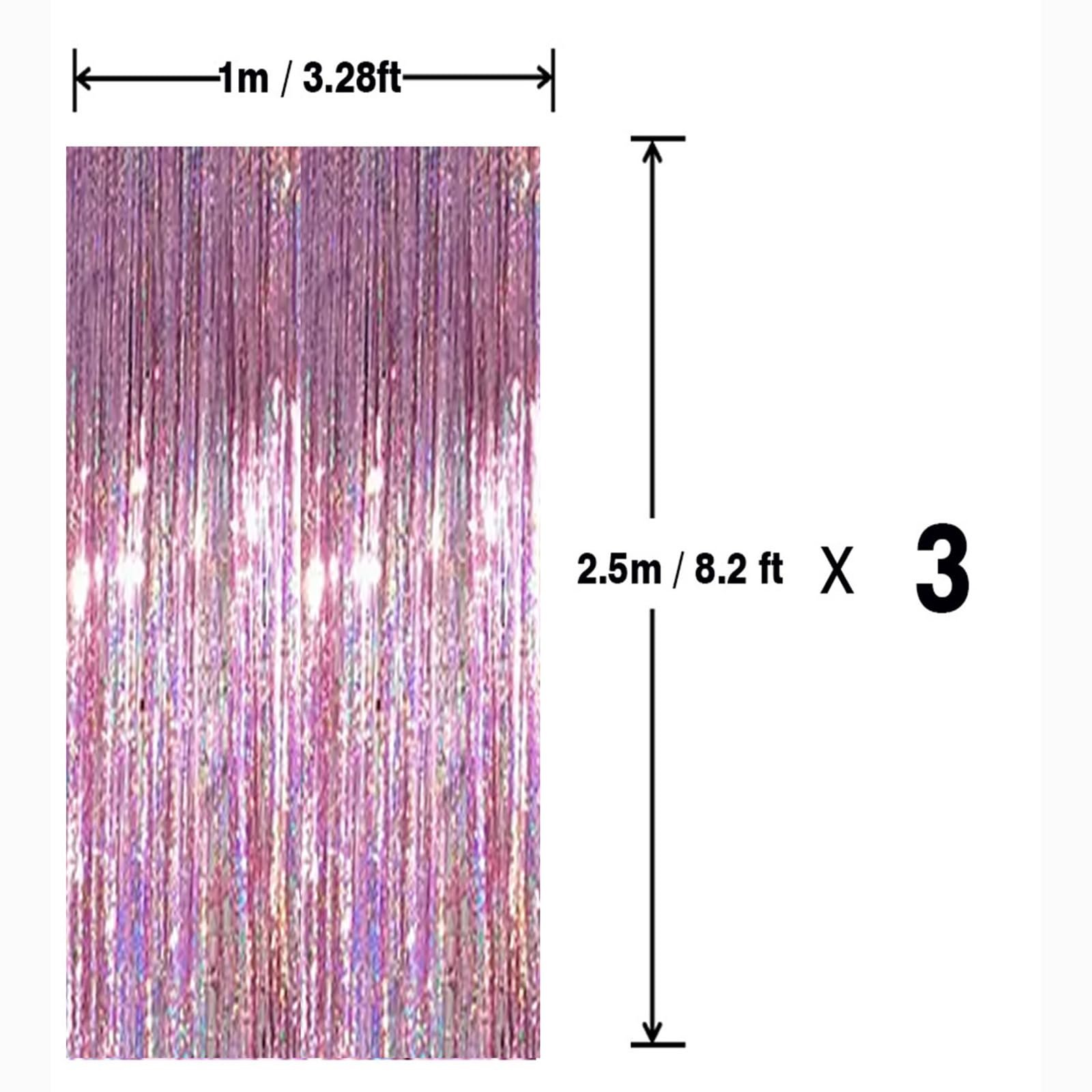 Rideaux Métallisés à Franges - Lot De 2, 1x3 M, Autocollant, Pour Décoration Fête, Noël, Mariage