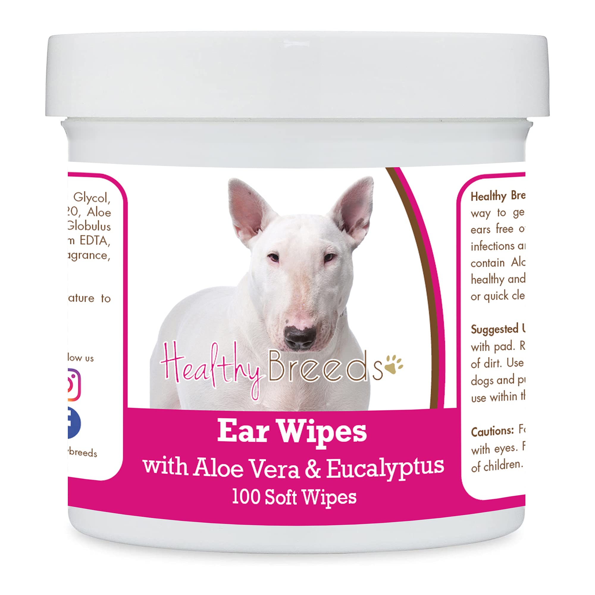 Healthy Breeds Bull Terrier Ear Cleaning Wipes with Aloe &amp; Eucalyptus for Dogs 100 Count
