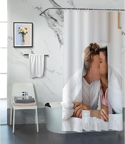 Miniatura 6 de Juego de cortina de ducha decorativa con fotos personalizadas con ganchos, diseño de imagen de bricolaje, tela de poliéster impermeable, personaliza