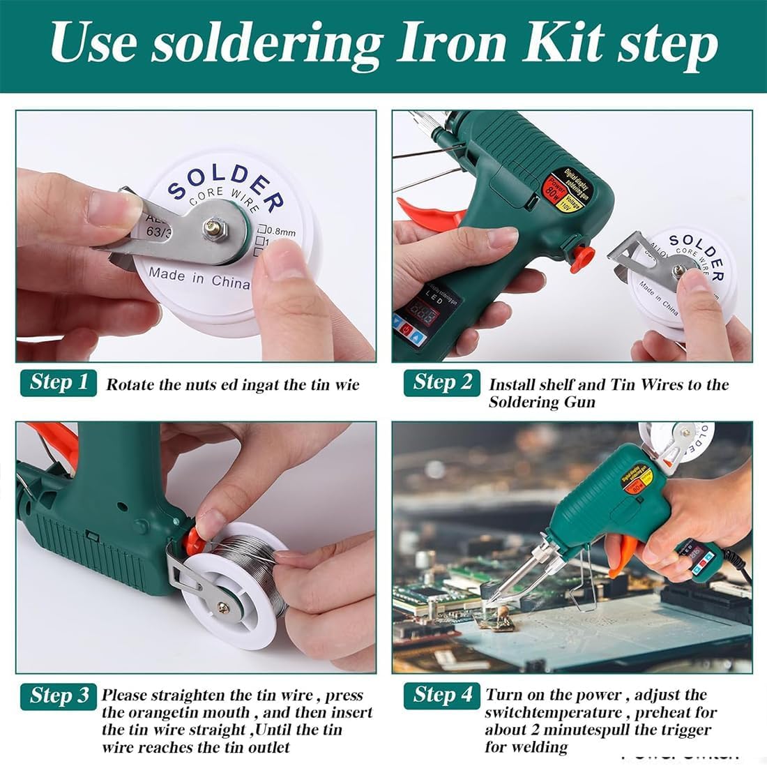 Internally Heated Industrial Laser Welding Tools, Industrial Laser Welding Machine, Portable Multi-Function Soldering Iron Soldering Gun, 3-in-1 with Rust Cutting/Removal/Welding (Green, External)
