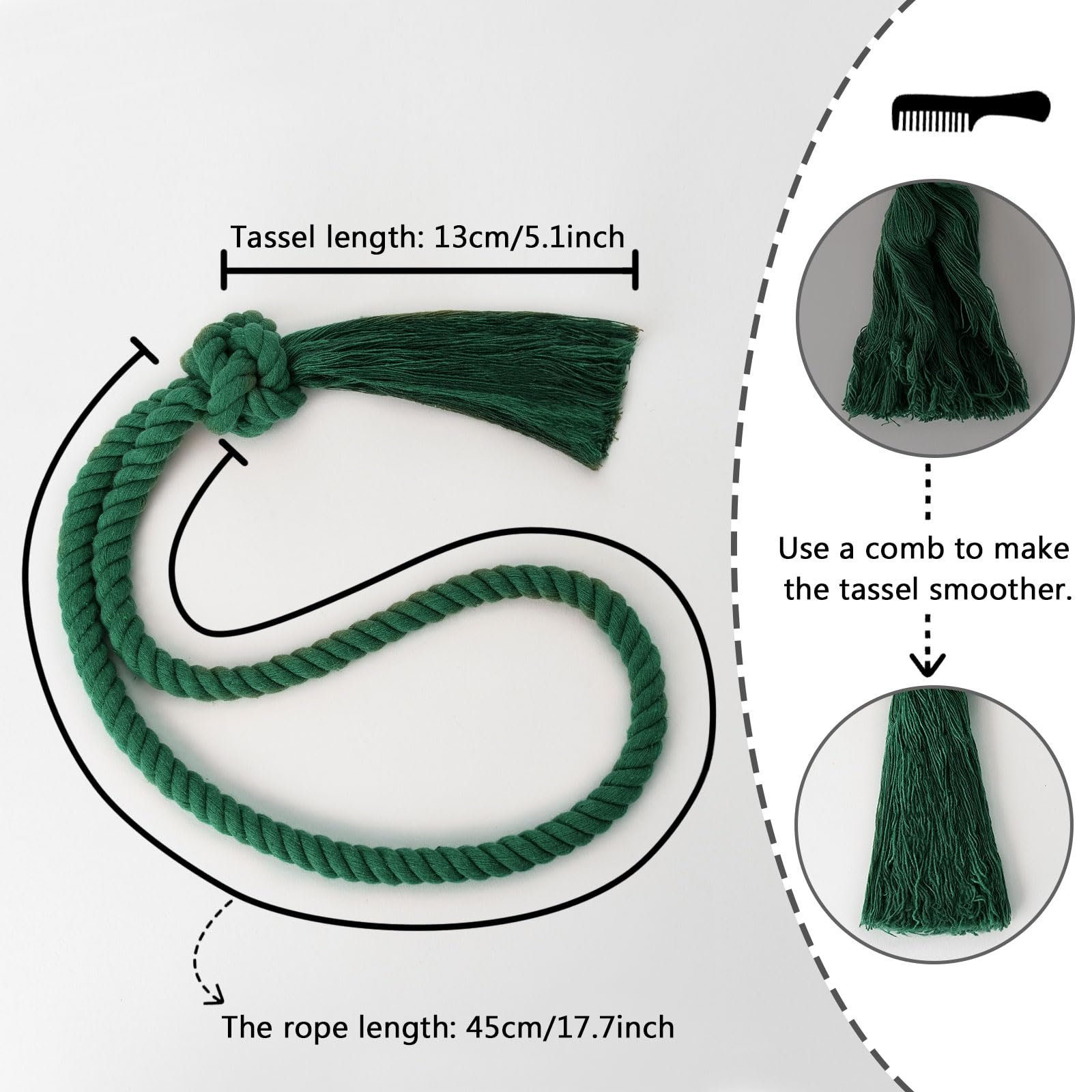 Pretty Jolly 4 Pack Natural Cotton Rope Tassel Curtain Tiebacks Boho Home Decor Drape Tie Backs Hand Woven Ball Curtain Holdbacks for Thin & Thick Home & Office Window Draperies (Green) - Image 4