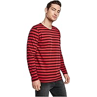 Urban Classics Regular Stripe Longlseeve Uomo Maglia Maniche Lunghe Rosso/Nero L 100% Cotone Regular