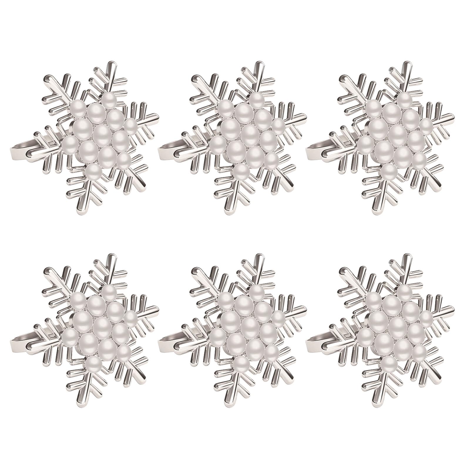 Zwwaazhf Pearl Of 6 Exquisite Napkin Rings S/Napkins Holder Snowflake Napkin Buckles For Home Dining And Parties Wedding Banquet Rings