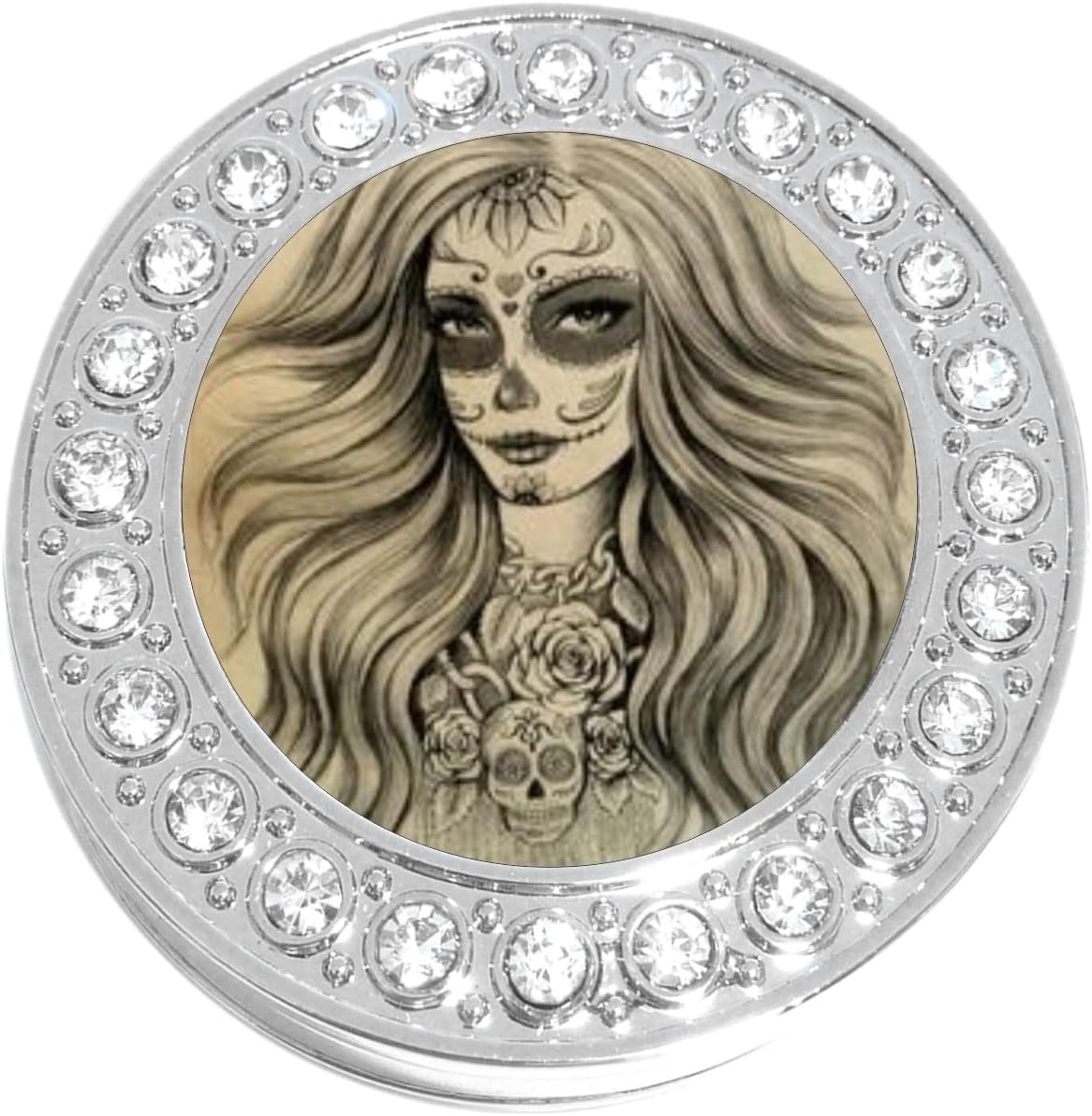 NewCharms Dia de Los Muertos Girl Purse Hanger with Bling - Keeps Your Bag Off The Floor and Folds to Fit in Your Handbag