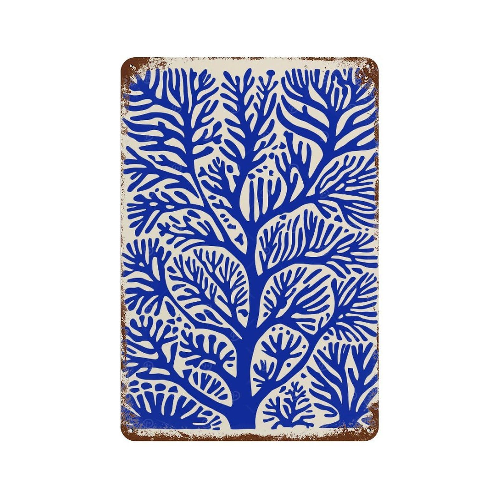 Blue Coral Reefs Rust Effect Tin Sign 11.8"x7.9", Industrial Home Decor for Garage, Pub Or Kitchen
