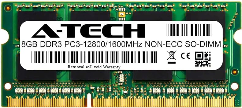 A-Tech 8GB Module for HP Stream 14-ax020nr Compatible DDR3/DDR3L 1600MHz PC3-12800 Non-ECC SODIMM 1.35V - Single Laptop & Notebook Memory RAM Stick ATMS397707A12351X1