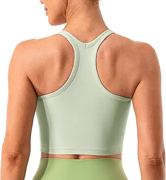 Lavento Women's Racerback Sport Bra Yoga Crop Top with Built in Bra