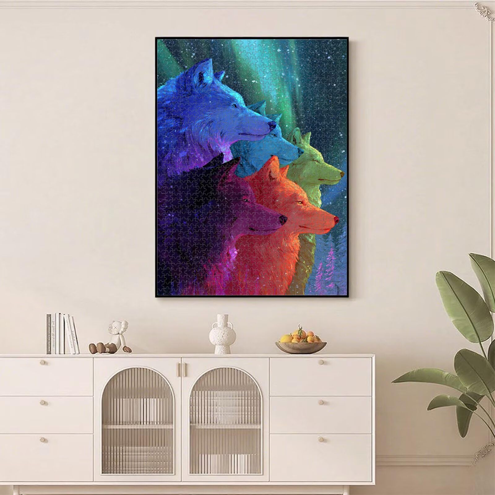 Puzzle 1000 sztuk - Zwierzę i Aurora - Trwałe drewniane puzzle 1T #1754 | Drewniane puzzle, precyzyjnie cięte, żywe kolory atramentu, statyczne hobby, dekoracja domu, prezent, 50 x 75 cm