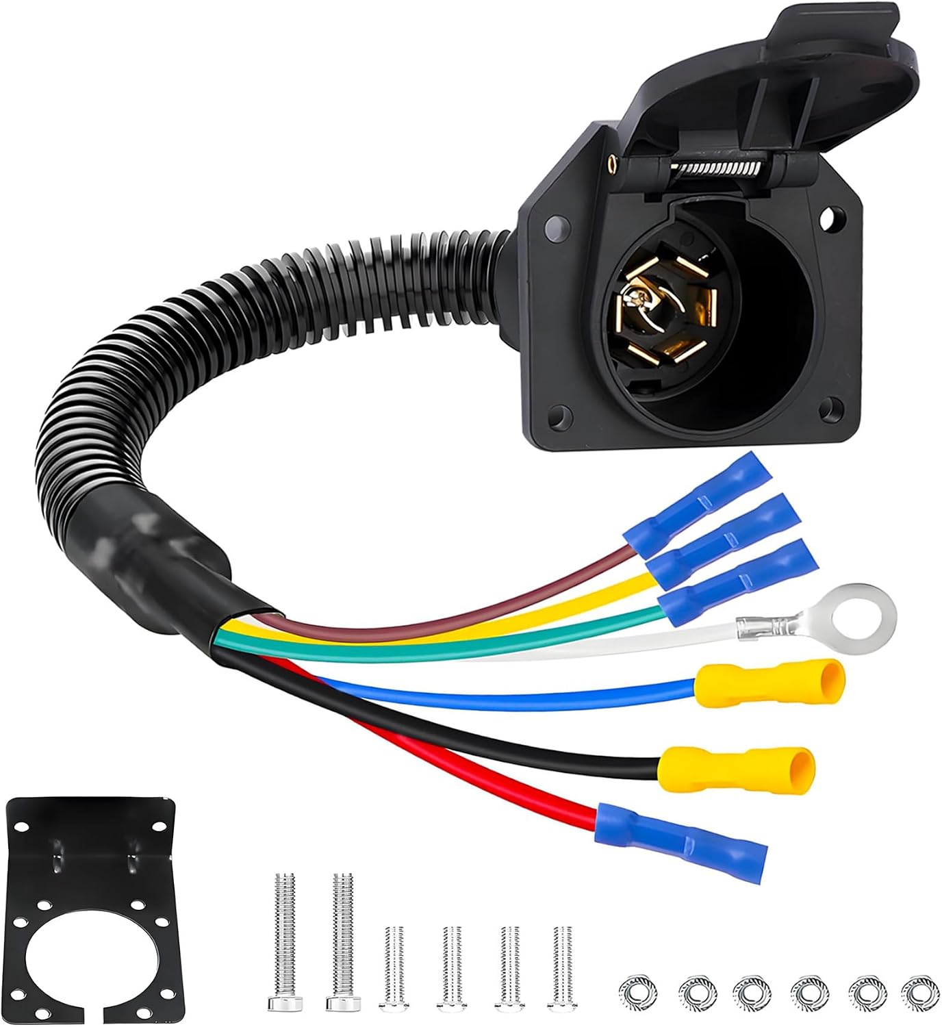 7 Pin Rv Trailer Plug Amazon.com: Ainikskirt 7 Way RV Trailer Light Connector Socket 7 Pin ...