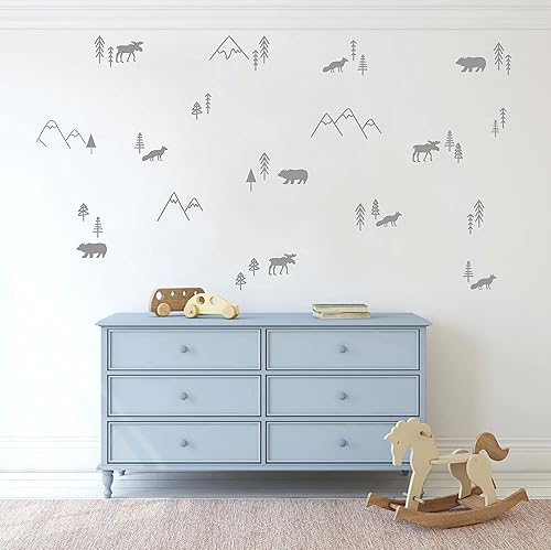 Miniatura 6 de Calcomanías de pared de desierto, calcomanías de vinilo de montañas para habitación de niños, decoración de animales del bosque, guardería, bosque,