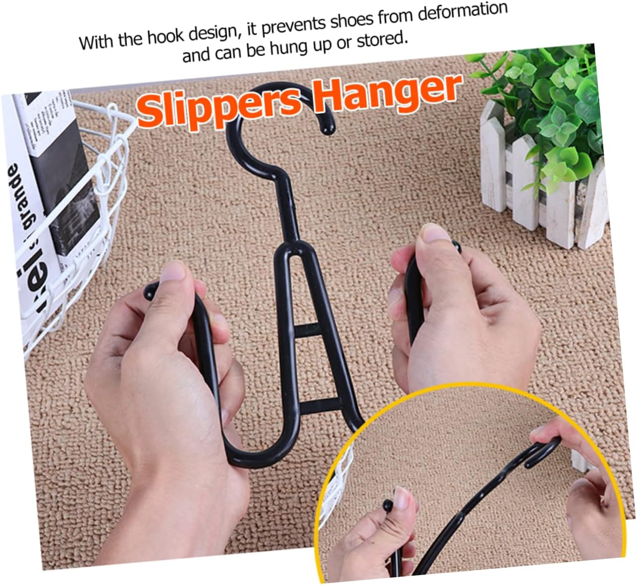 10pcs Hanging Shoe Organizer Black Plastic Double Hook Rack