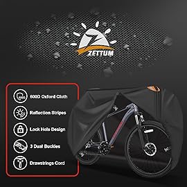 Zettum Bike Cover for 1 Bike - Outdoor Bike Cover for Stationary 1 Bike Waterproof & Heavy Duty, 600D Bicycle Cover for Single eBike, Mountain Bike, Road Bike, Hybrid Bike, Beach Cruiser Bike Storage