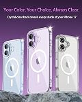 Pour téléphone 17 Cas, compatible avec MagSafe, Couverture mince magnétique, anti-jaune & Shockproof, protection complète de la caméra, comprend écran & Protecteurs de lentilles, boîtier de protection transparent