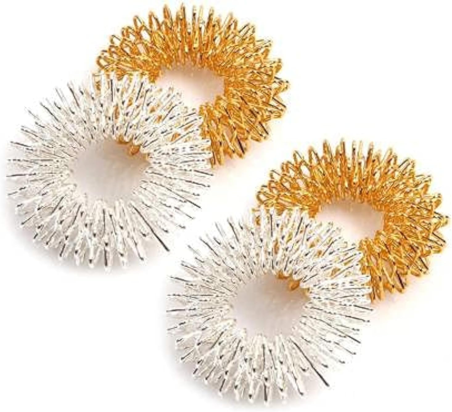 Acupressure Finger Ring | Finger Care Massager | 1 Pair Silver | 1 Pair Golden