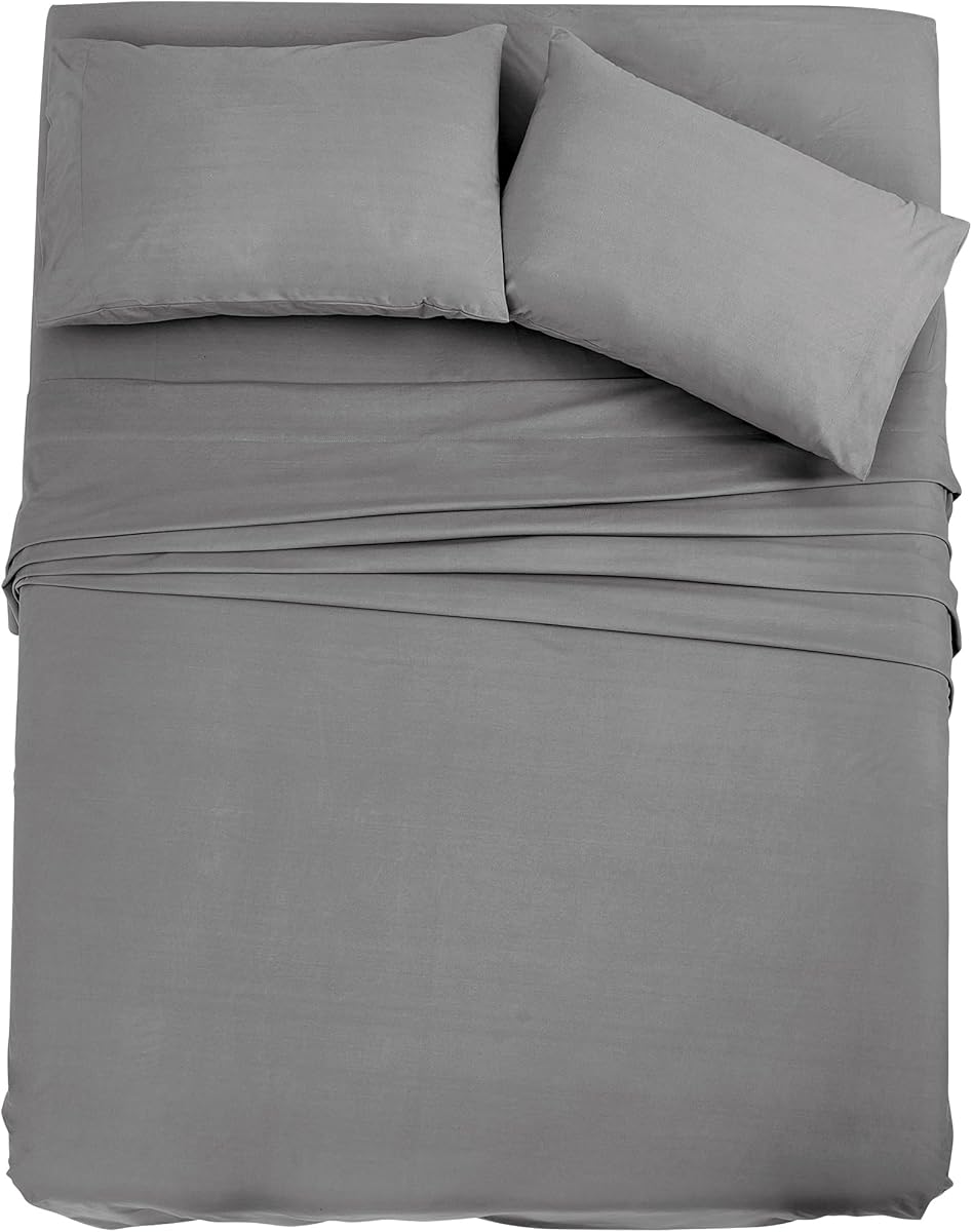 Home Beyond & HB design - Thermal Solid Bed Sheets Set King Size - 4-Piece Flannel Fleece Bedding Sheet Set with Deep Pocket - Super Soft Cozy Breathable, Dark Grey