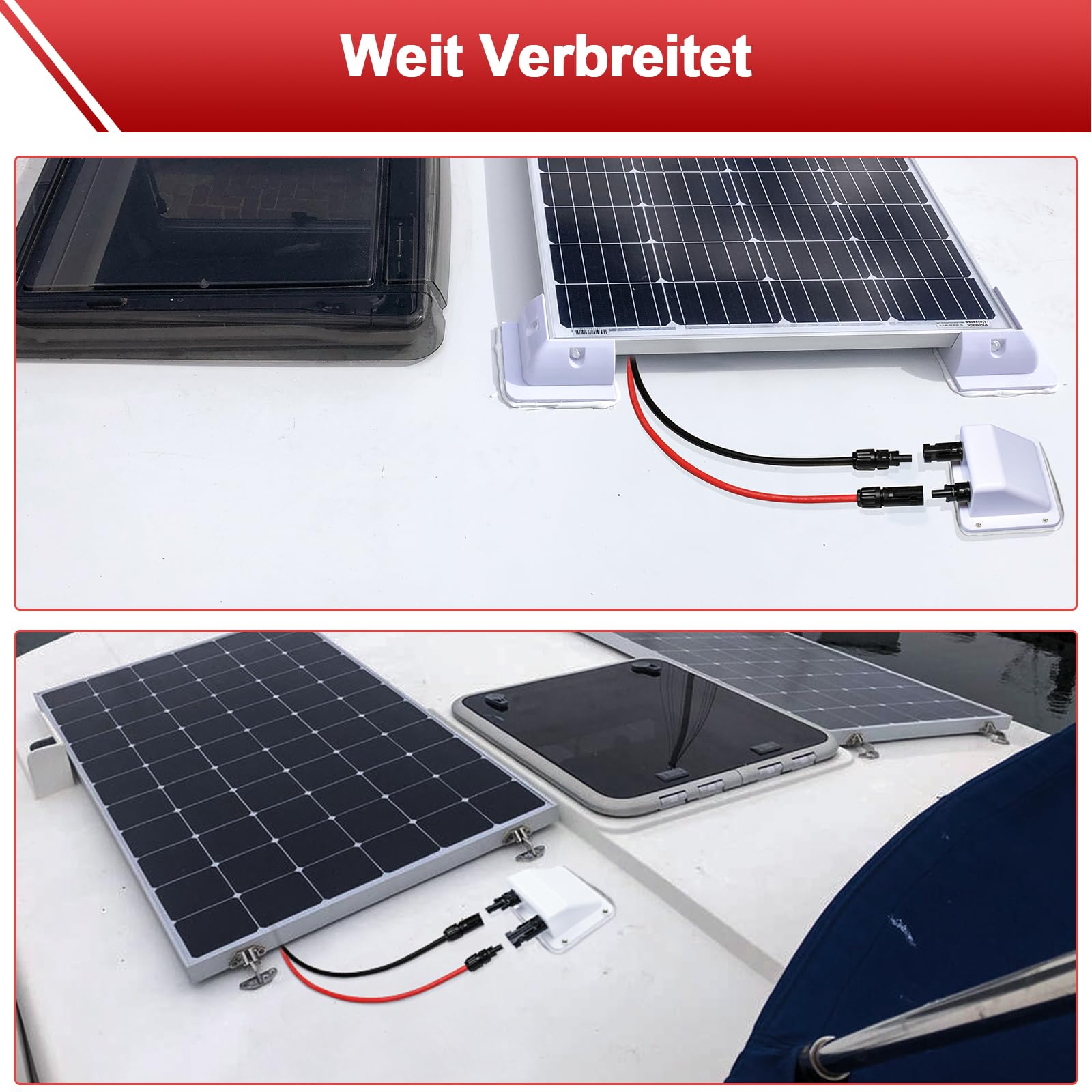 Carcasa de entrada de cable solar doble ABS con cable de cobre suave, resistente a los rayos UV, carcasa de entrada de cable dual para RV, barco, autocaravana (10 pies, 6 mm², color blanco)