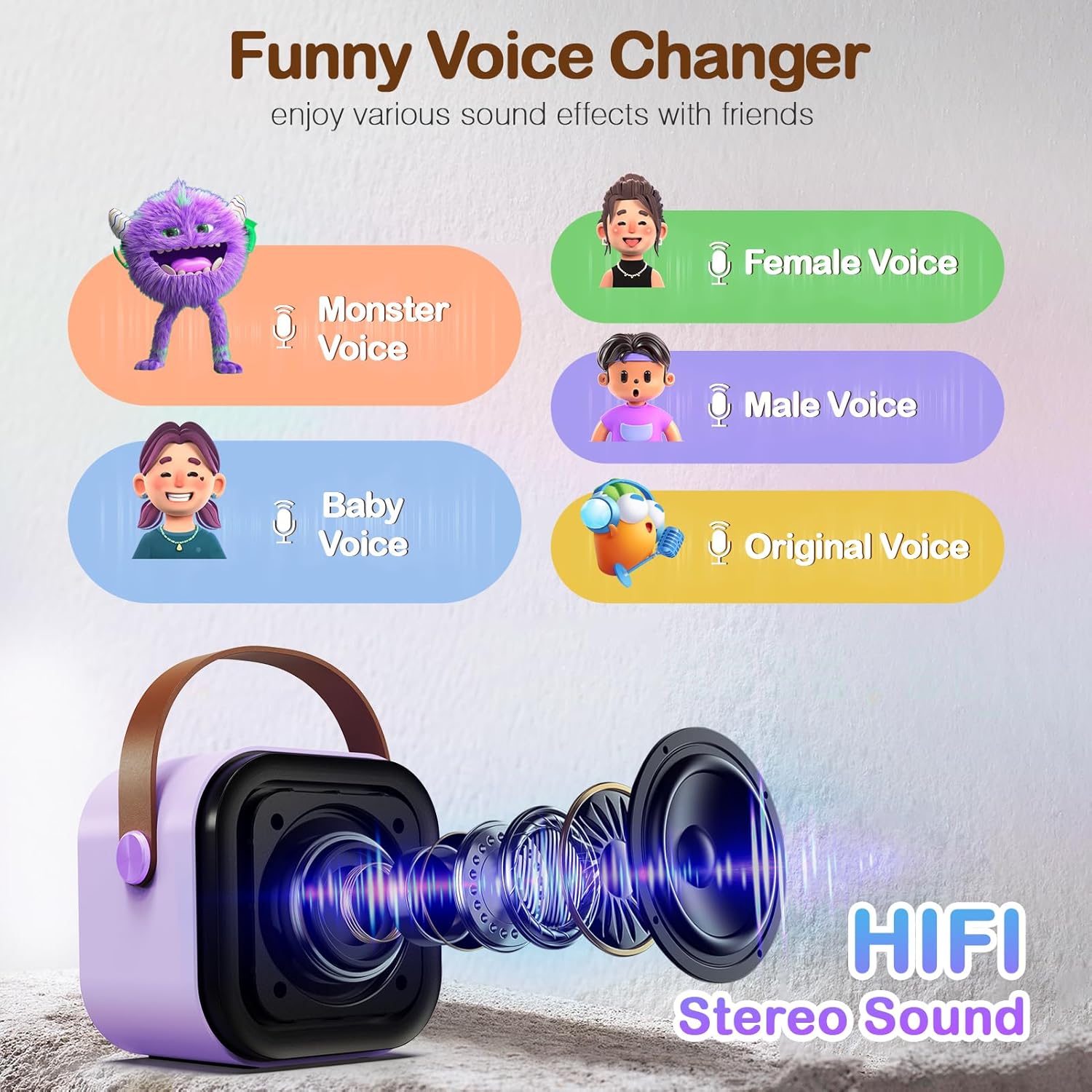 ShinePick Kids Karaoke Machine with 2 Wireless Microphones Portable Bluetooth Mini Karaoke Machine Speaker Kids Toys Christmas Birthday Gift for 3 4 5 6 7 8 9 10 11 12+Year Old Girls Boys (Purple)