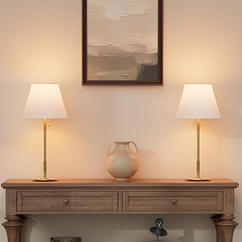 Miniatura 3 de Juego de 2 lámparas de mesa, modernas lámparas de noche para sala de estar, dormitorio, mesita de noche, lámparas blancas modernas vintage con