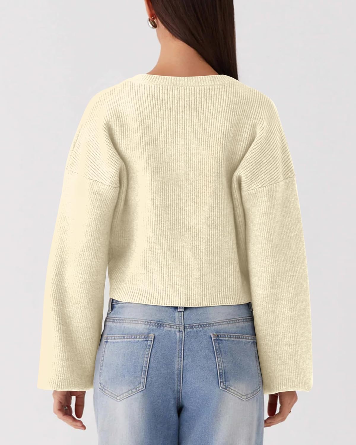 Zyyfly Women's Cropped Cardigan Sweaters Chunky Knit Fall Long Sleeve Button Down Sweater Jackets - Image 6