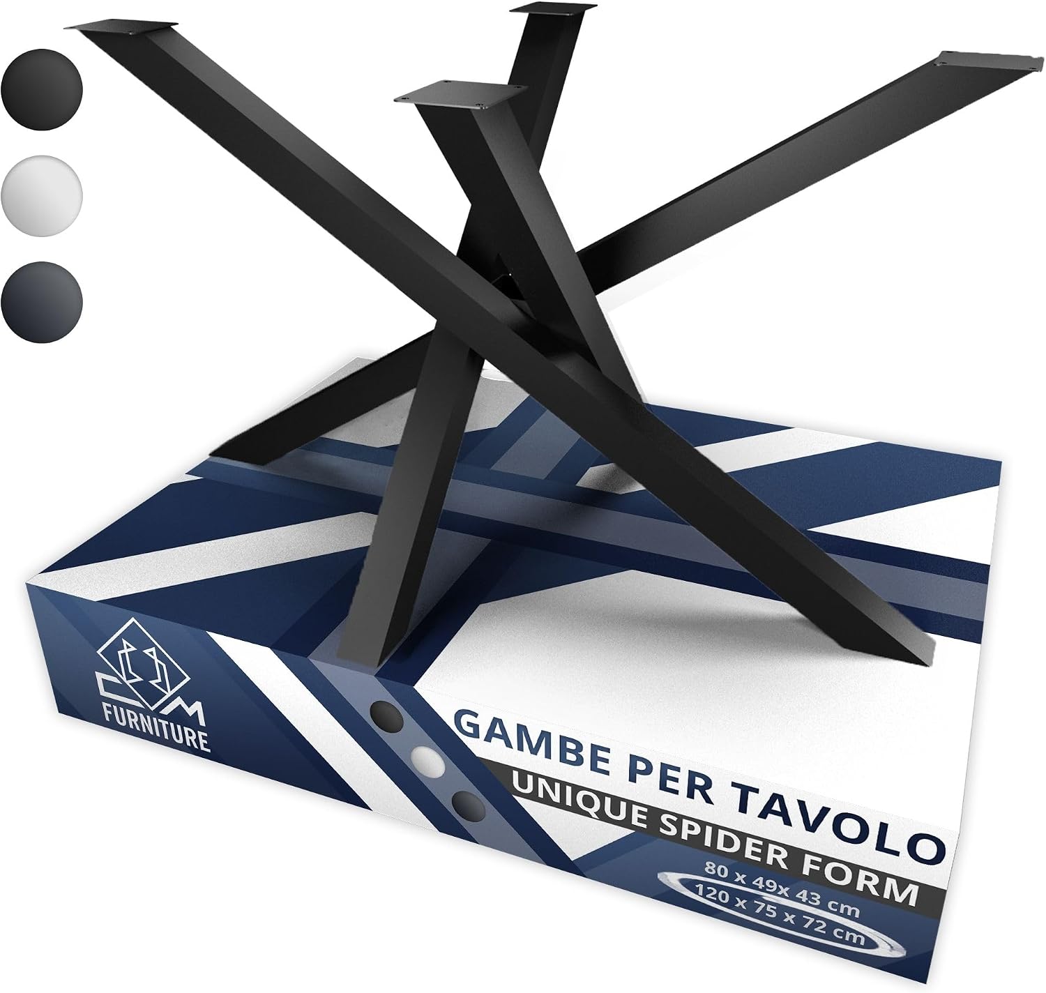 Gambe tavolo nero altezza 72 cm struttura in ferro Spider
