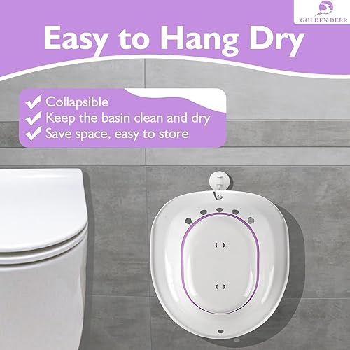 Miniatura 7 de Baño de asiento para hemorroides, baño de asiento para asiento de inodoro, descarga automática, cuidado posparto, kit de baño para mujeres