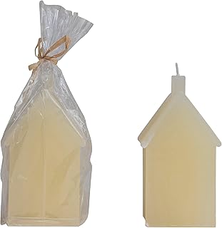 Creative Co-Op Unscented House Shaped, Cream Color (Approximate Burn Time 45 Hours) Candle, Ivory