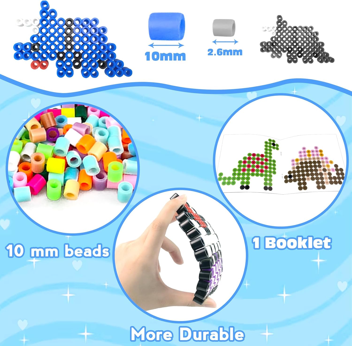 Fuse Beads Kit for Kids-12 Colors 10mm Bead Craft Set with Storage Box, Pegboard, Ironing Paper and Accessories, DIY Craft Kits, Arts and Crafts Set Toys Gifts for Girls & Boys Birthday Christmas - Image 3