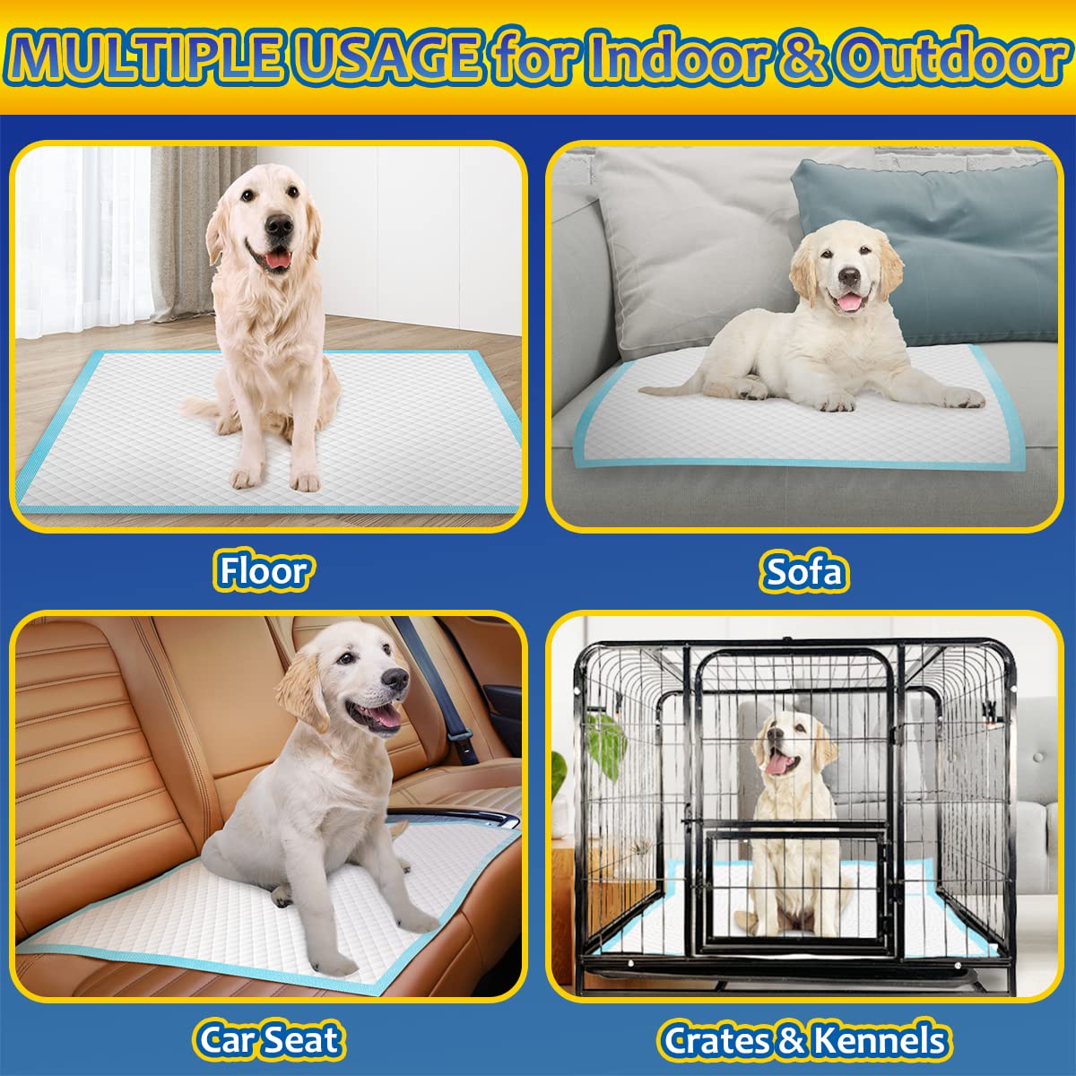 Dogcator Paquete de 100 almohadillas para cachorros, almohadillas extragrandes de 30 x 36 pulgadas, almohadillas gruesas de entrenamiento para perros para uso en interiores y exteriores, almohadillas