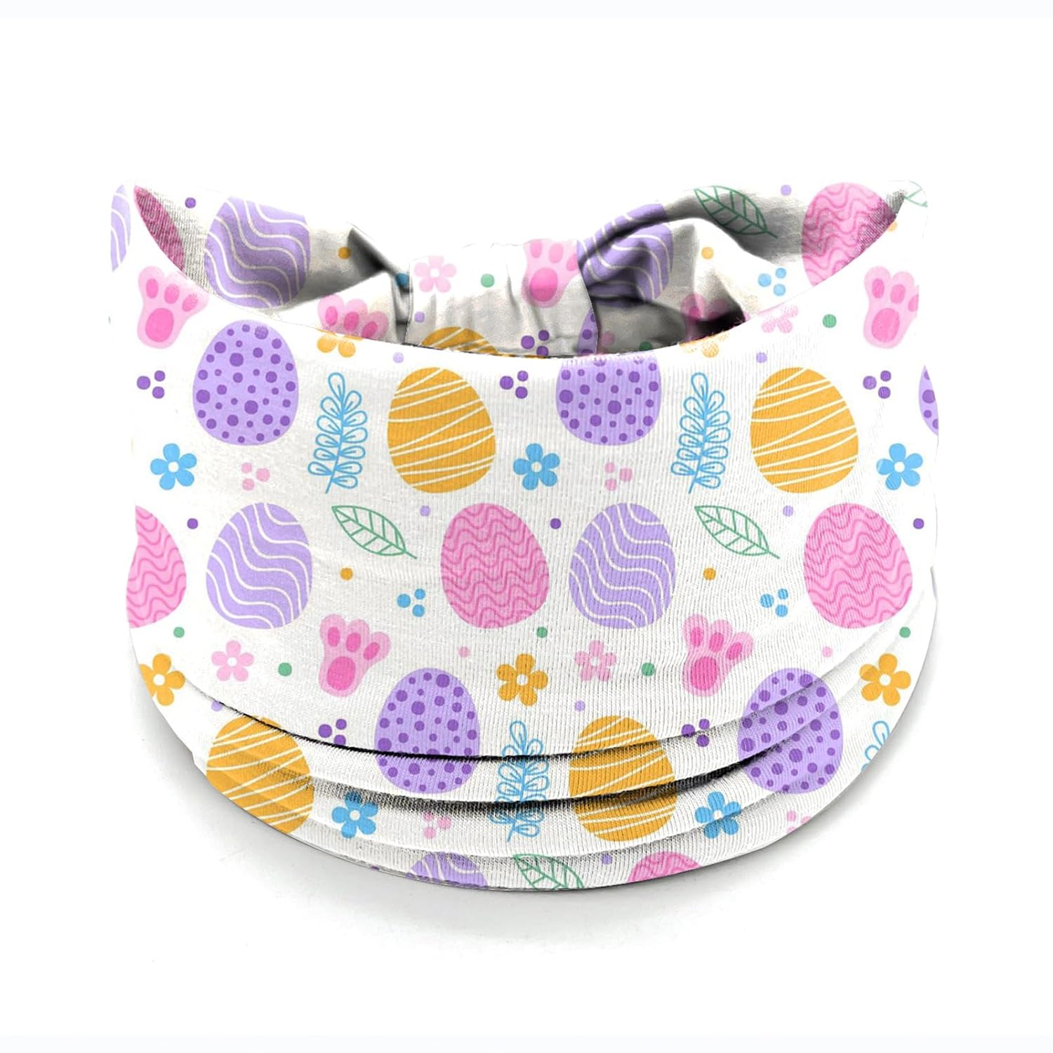 winthrop 4 Pcs Easter Headbands for Women, Blue White Wide Turban Dress Up Costume Breathable Stretchy Non Slip Head Wrap, Rabbit Egg Printed Holiday Spring Summer Hair Band for Yoga Running Party