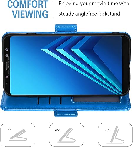 Miniatura 4 de Asuwish Funda compatible con Samsung Galaxy A8 Plus 2018 y protector de pantalla de vidrio templado, correa de muñeca, soporte para tarjeta de