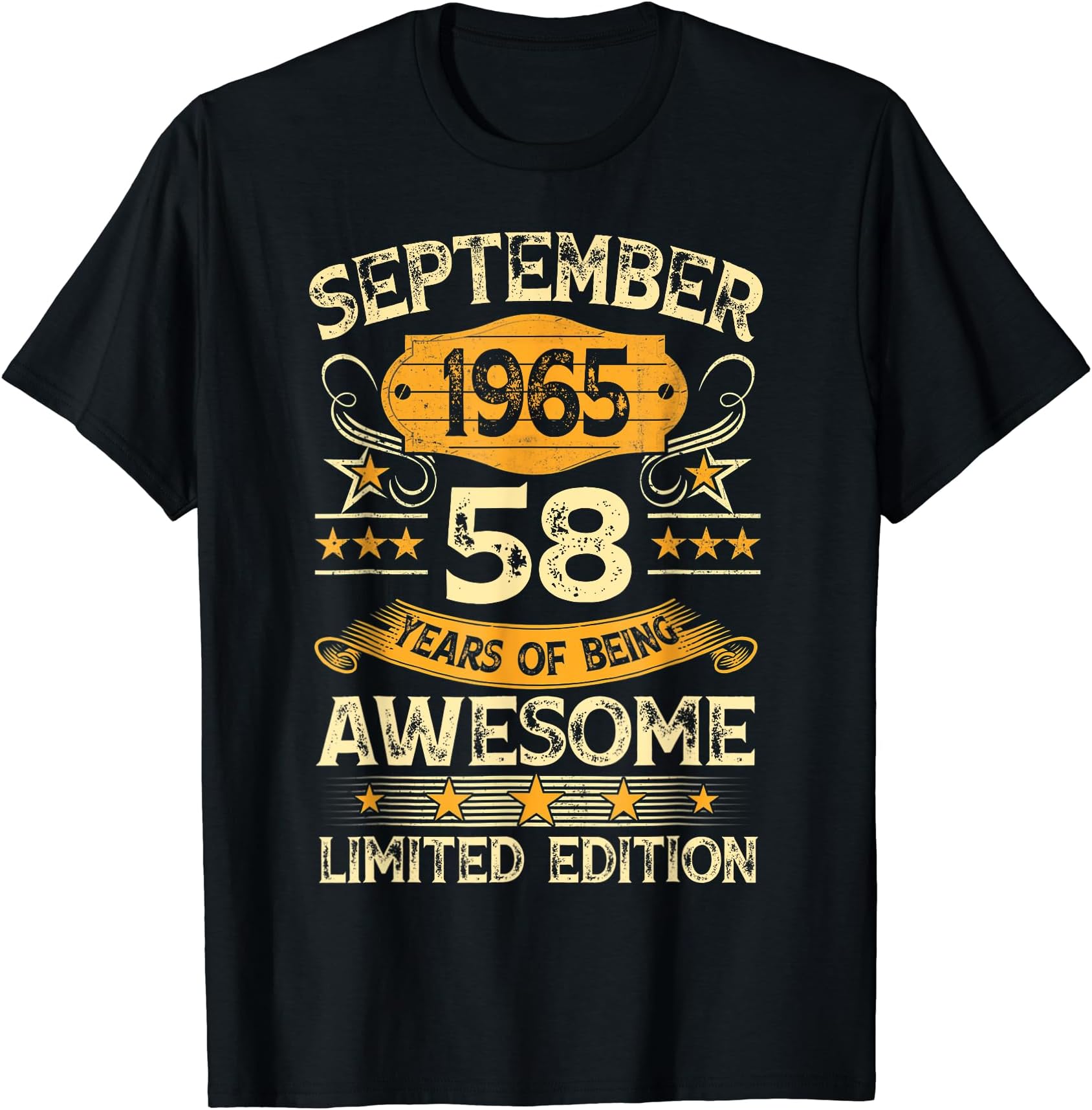 Cat58 Years Old Gifts Vintage September 1965 58th Birthday Gift T-Shirt