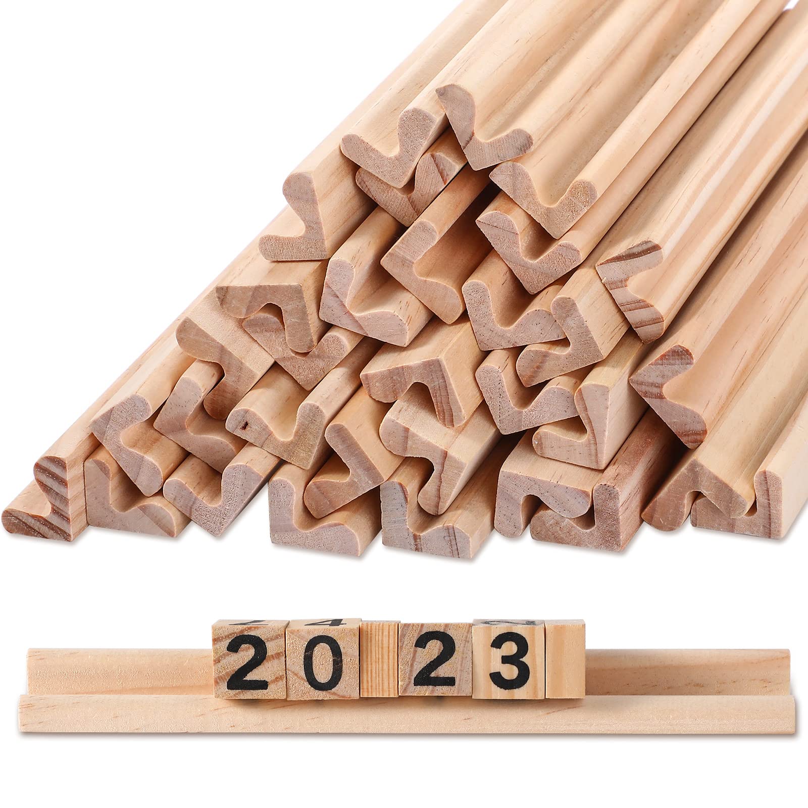 Sumind 32 Pack Wooden Tile Holders Letter Replacement Wood Racks Tile Holders Smooth Trays for Letter Tiles Crafts and Game Stands, 7.36 x 1 x 0.66 Inch