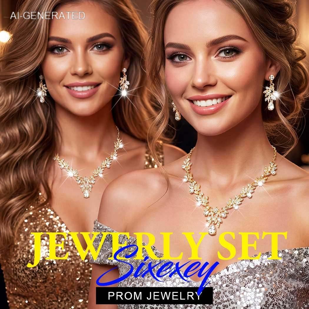Sixexey Bridal Wedding Jewelry Set Crystal Rhinestone Neck Jewelry Prom Costume Jewelry Necklace for Women image 4