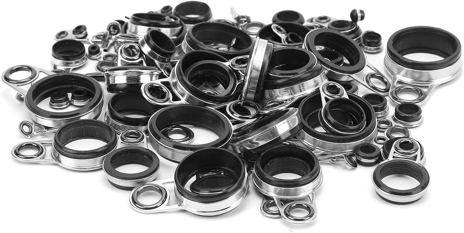 Alomejor Telescopic Surf Casting Rod Guides Tip Tops Repair Kit Fishing Rod Eye Line Ring