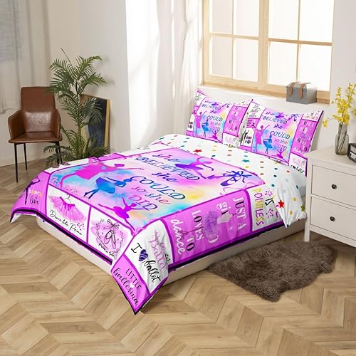 Miniatura 4 de Funda de edredón de ballet para niñas, juego de ropa de cama de bailarina de ballet teñido anudado para niños, adolescentes, adultos, mujeres,