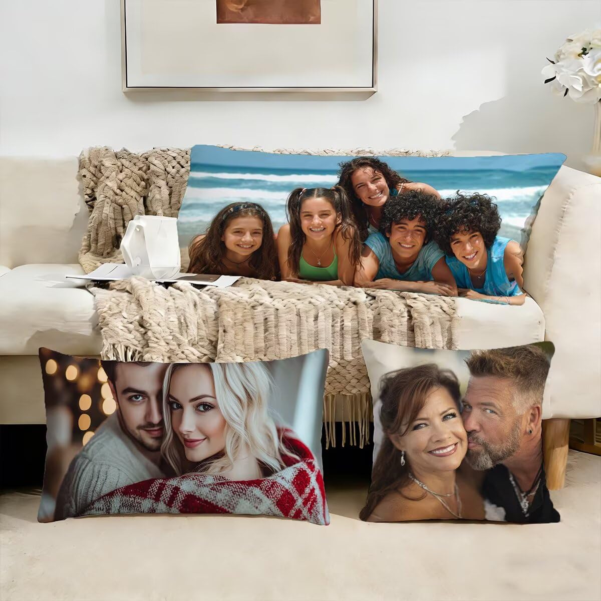 Coussin Personnalisé Photo 60x180,Oreiller Personnalisé,Double Face avec Propre Photo et Texte | Coussin Canape Double Face (2 Photos),pour Enfants,Amis,Parents et Couples-Cadeau Personnalisé 0o-61