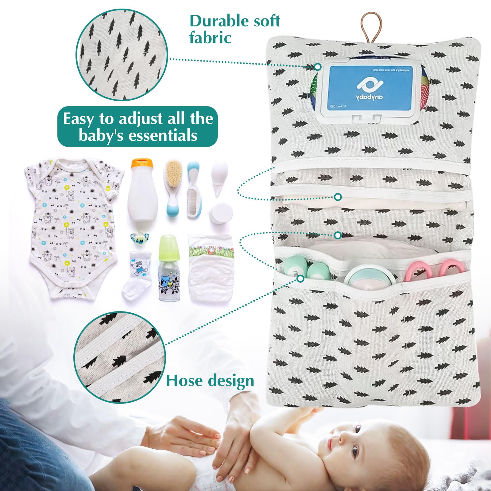 Borsa per pannolini 2 in 1 Leaves Balena Elefante organizer per bambini