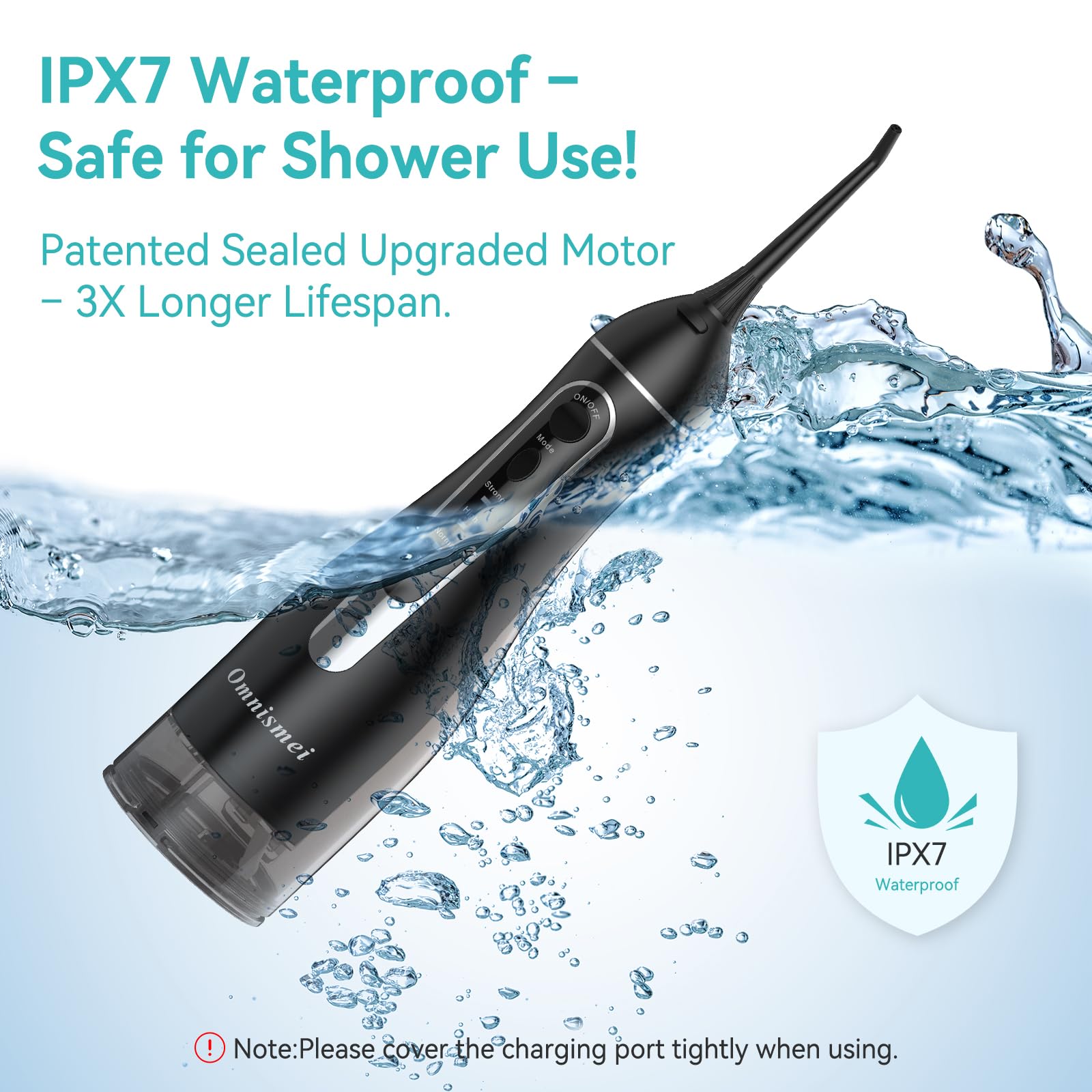 Water Dental Flossers for Teeth，300ML Cordless Portable Electric Water Flosser, 4 Modes Oral Irrigator, Waterproof Rechargeable Water Floss for Deep Cleaning,Plaque Remover,Braces Home Travel Use