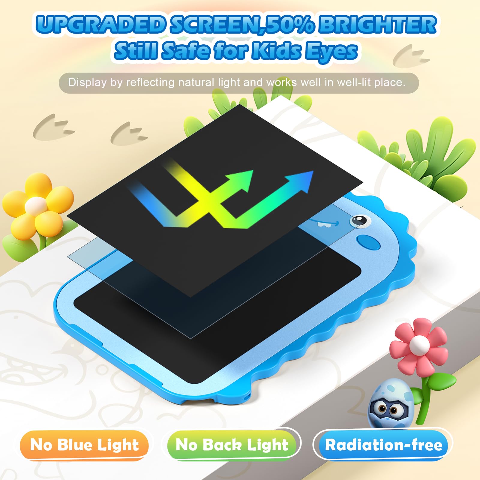 Paquete de 2 tabletas de escritura LCD para niños, tableta de dibujo colorida de 6.5 pulgadas, juguetes educativos para niños, almohadilla de garabatos, juguetes de dinosaurio para niños y niñas de 3 6
