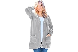 Women's Plus Size Button-Front Shaker Cardigan: Embrace Comfort and Style
